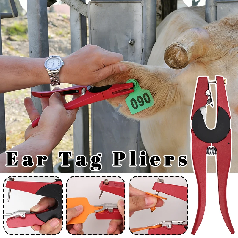 Ear Tag Pliers Livestock Animal Ear Tagging Gun Cattle Ear Tag Applicator Pliers Livestock Marking Hole Plier Sheep Cow Tagger