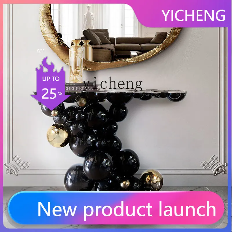 

Light Luxury Bubble Entrance Cabinet Metal End View Platform Walkway Entry Strip Against Wall Special-shaped Entrance Table