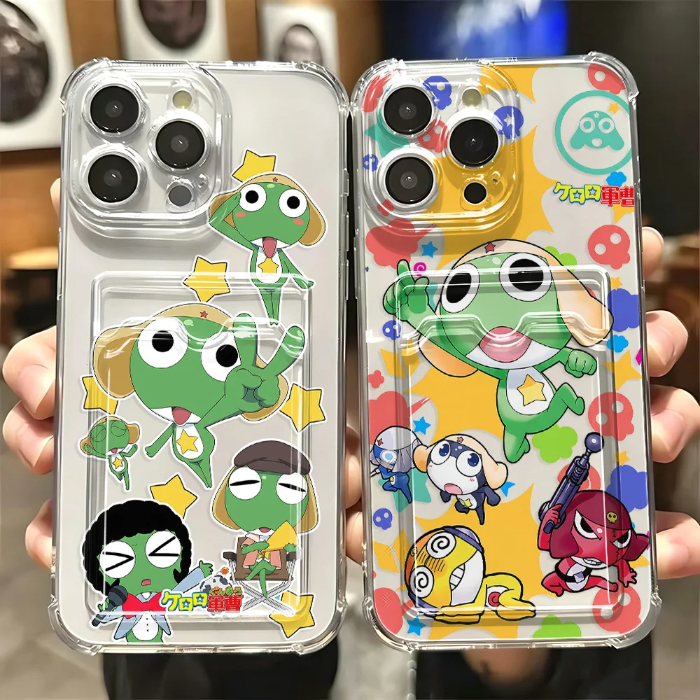 Cartoon K-Keroros Card Hold Case for Samsung Galaxy A17 A07 A56 A36 A26 A55 A35 A06 A05 A24 A14 A54 A15 A05S A25 A34 A23 4G 5G