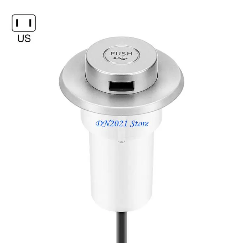 F3KE US/EU Plug Desk Hole Embedded USB Lifting Extension Hub Laptop Computer Peripheral USB Adapter for Mouse