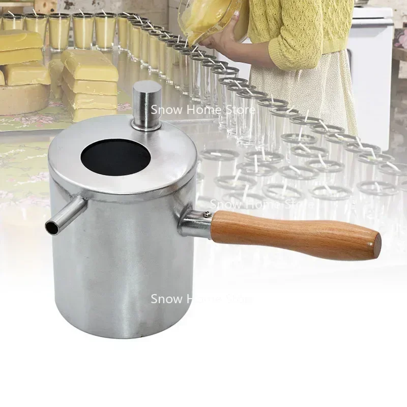 1Pcs Beeswax Pouring Pot Stainless Steel Beeswax Melting Pot Wax Melter Pot Candle Tool Beekeeping