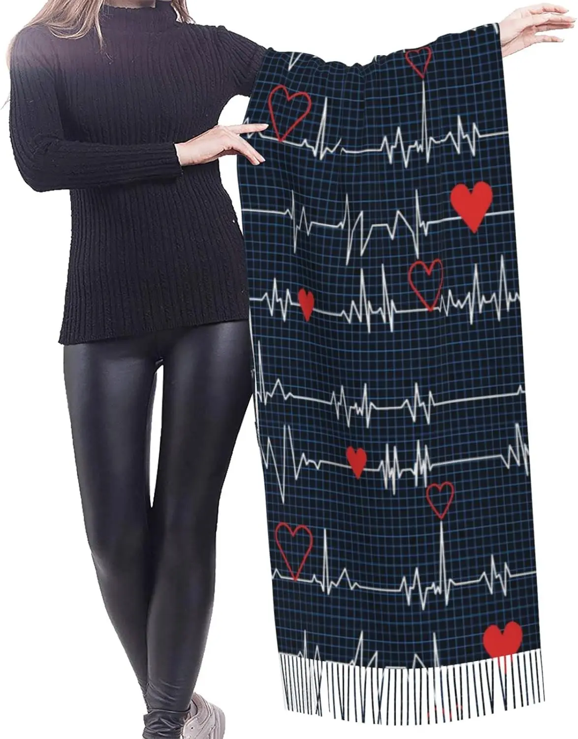 Bellen Alle Verpleegkundigen Hartslag Zachte Deken Sjaal Lange Warme Sjaal Wraps Kasjmier Fringe Sjaals Voor Vrouwen