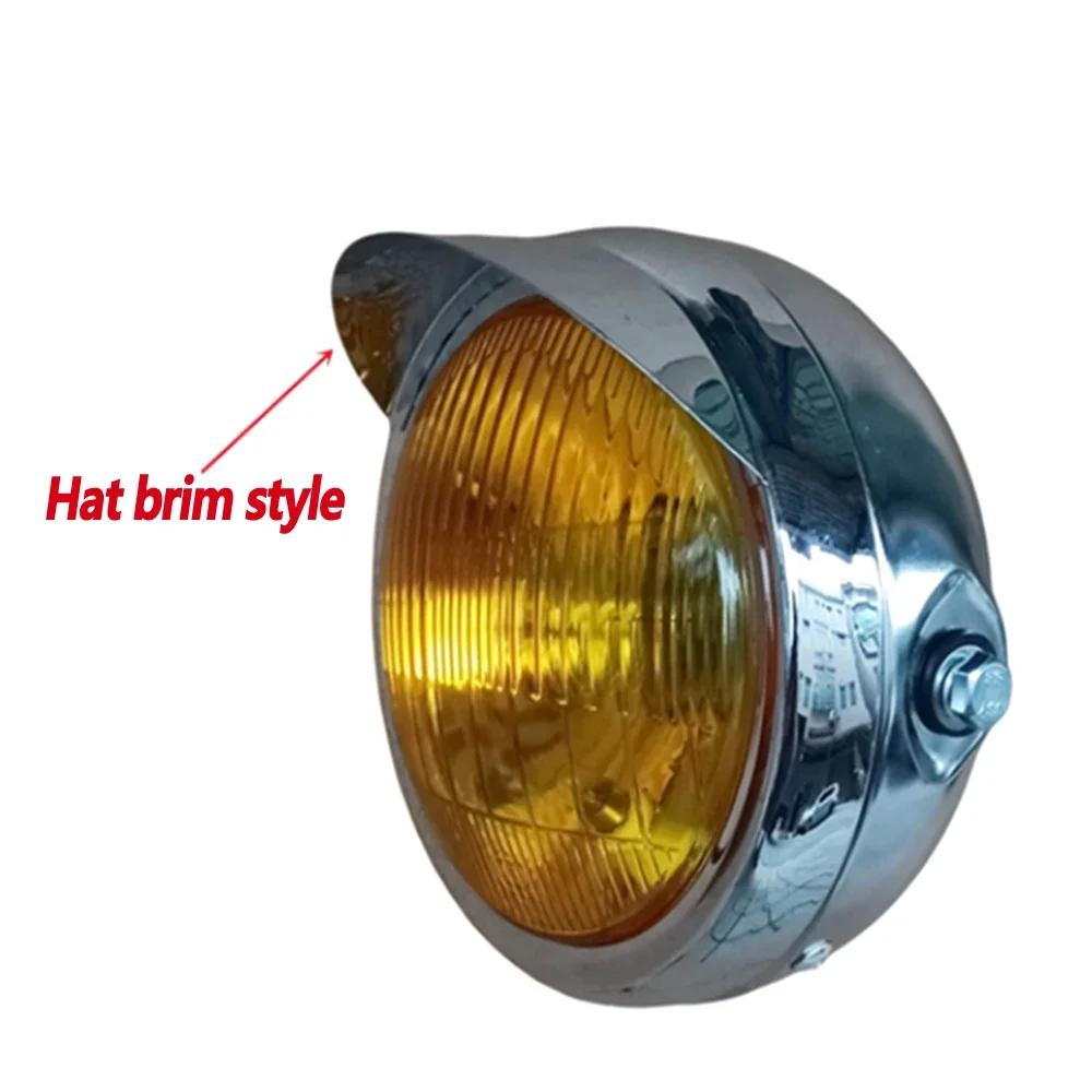 Headlights modified For Honda Haojue Suzuki GN125 CG125 retro metal with brim round light 5.7-inch high and low beam headlights