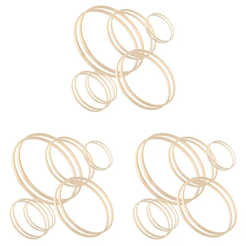 

A53Q-Wreath Rings,36 Pack 6 Sizes Wooden Bamboo Floral Hoop Wreath Macrame Craft Hoop Rings For DIY Dream Catcher