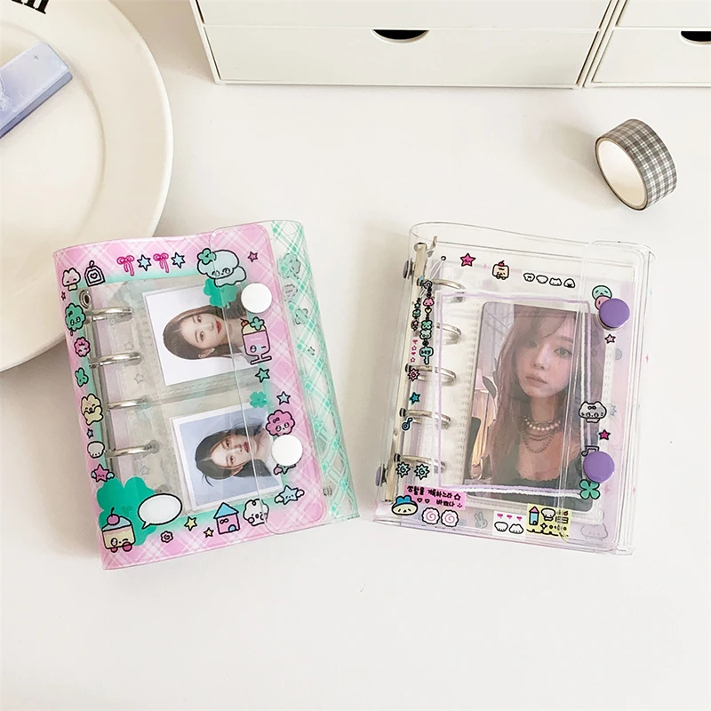 Kawaii Print Mini Binder Notebook M5 Size Pocket Notepads Diy Photo Album Postcards Collect Book Card Binder