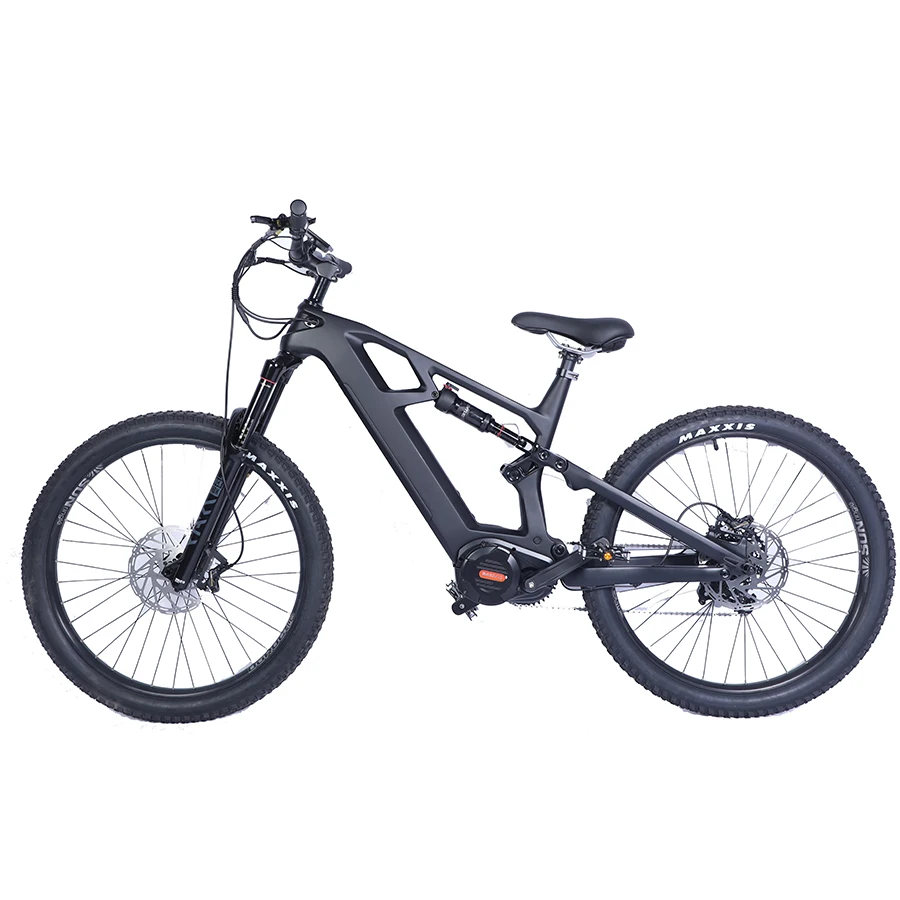 Leili Newest Full Suspension 48V 1000W Mid Drive Motor Ebike Carbon Fibre Mountain Electric Bike Bicycle Hot Sale