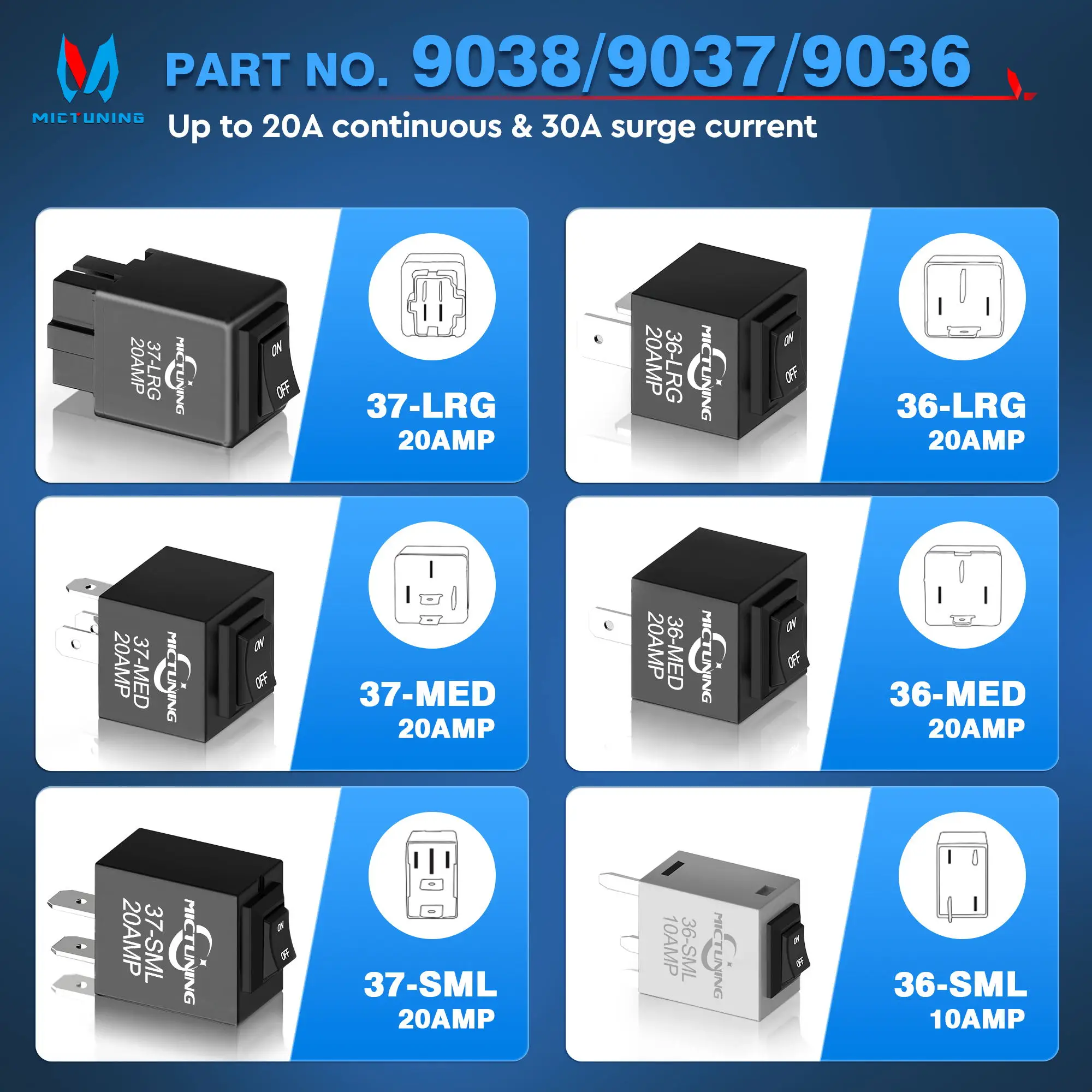 MICTUNING Relay Bypass Switch Kit Diagnostic Tester Scan Tool & Fuel Pump 9038 Relay Bypass Master Kit Replaces 9036 9037