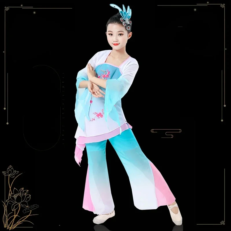 Costume da ballo quadrato tradizionale ombrello Folk ragazze eleganti costumi nazionali Yangko ballerino Hanfu indossare abiti da palcoscenico Hanfu