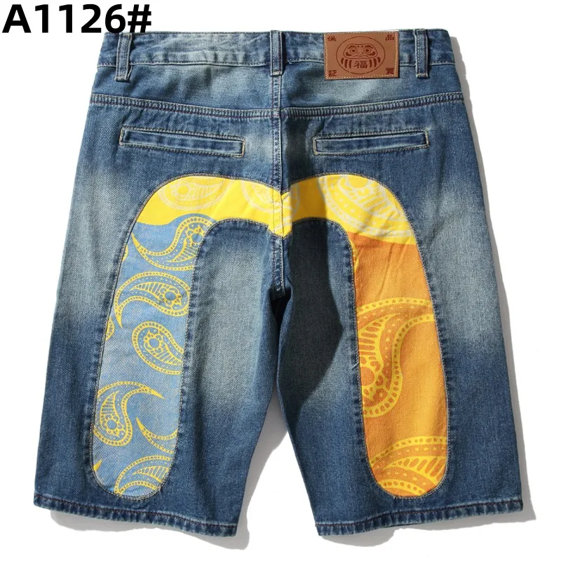 2023 summer shorts printed men\'s jeans fashion design men\'s jeans slim straight tide men\'s shorts