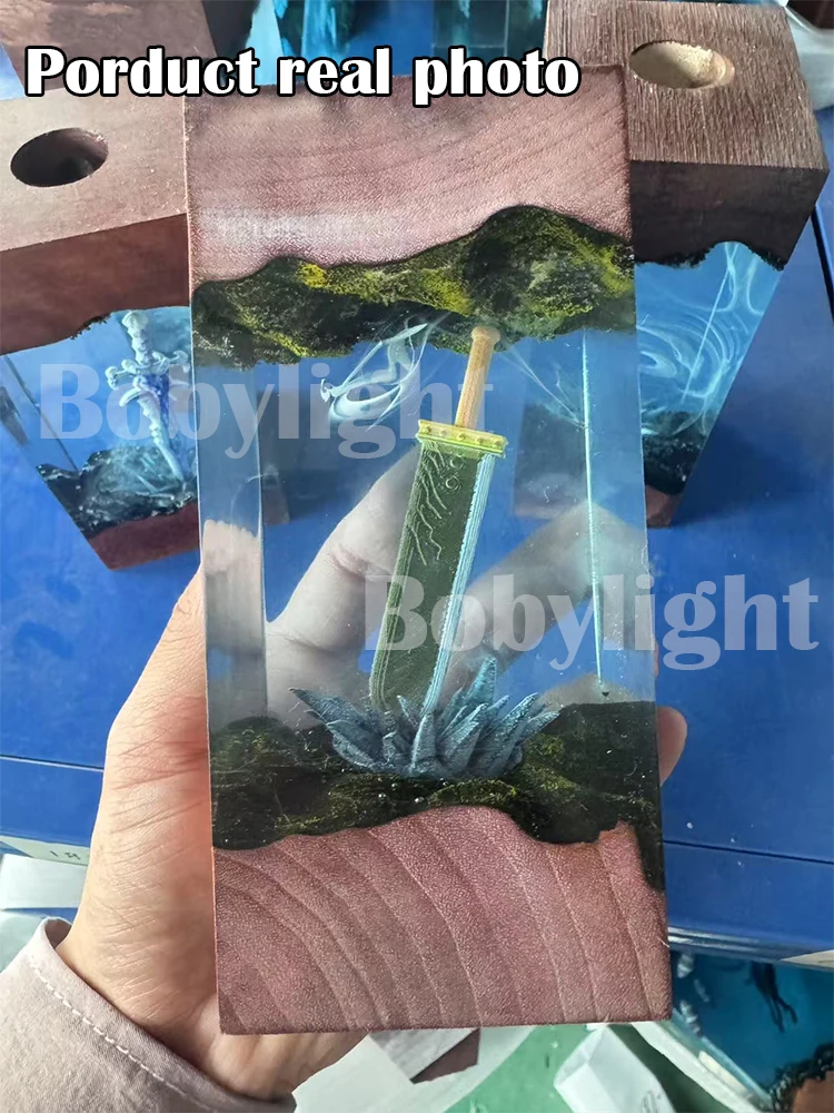 السيف موضوع المشهد الكائن الراتنج ضوء الفن الإبداعي الديكور الجدول مصباح السيف السحري الملونة ضوء الليل USB تهمة