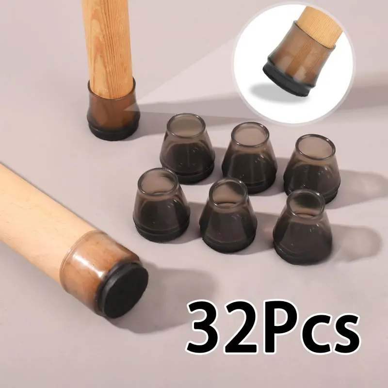 Set of 32 Round Chair Leg Floor Protectors, Furniture Pads for Hardwood Floors, Chair Leg Glides, Silicone Chair Leg Covers