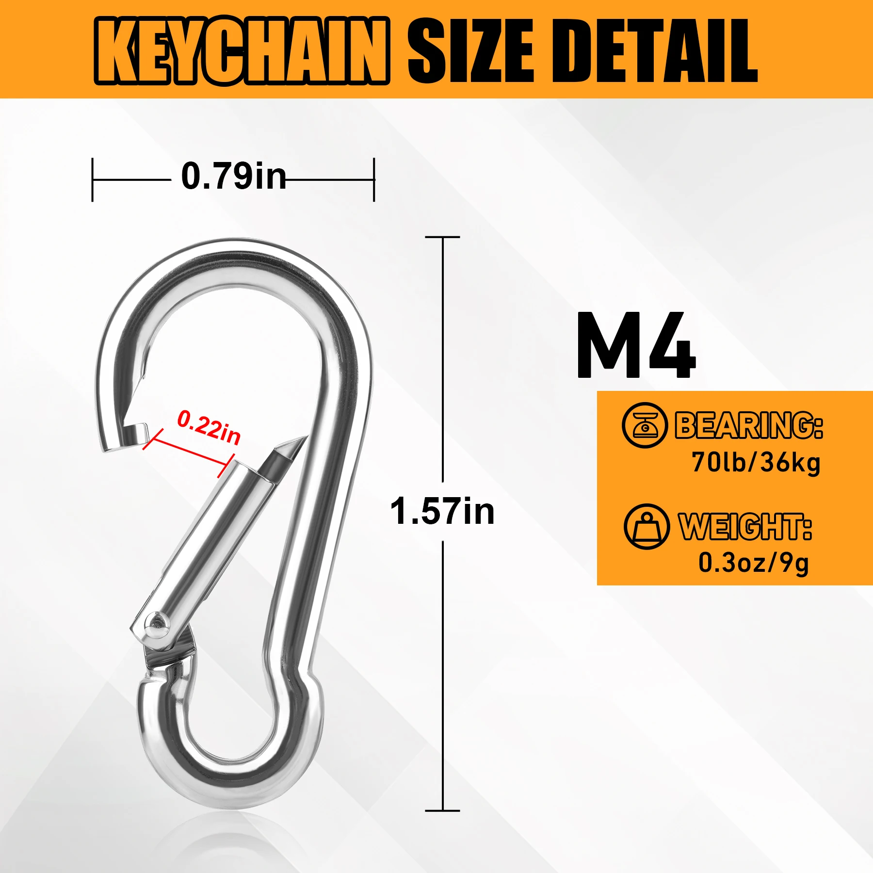 6PCS Frühling Karabiner Haken Edelstahl Snap Clip Heavy Duty Quick Link Haken für Camping Schlüsselbund Angeln Wandern Reisen