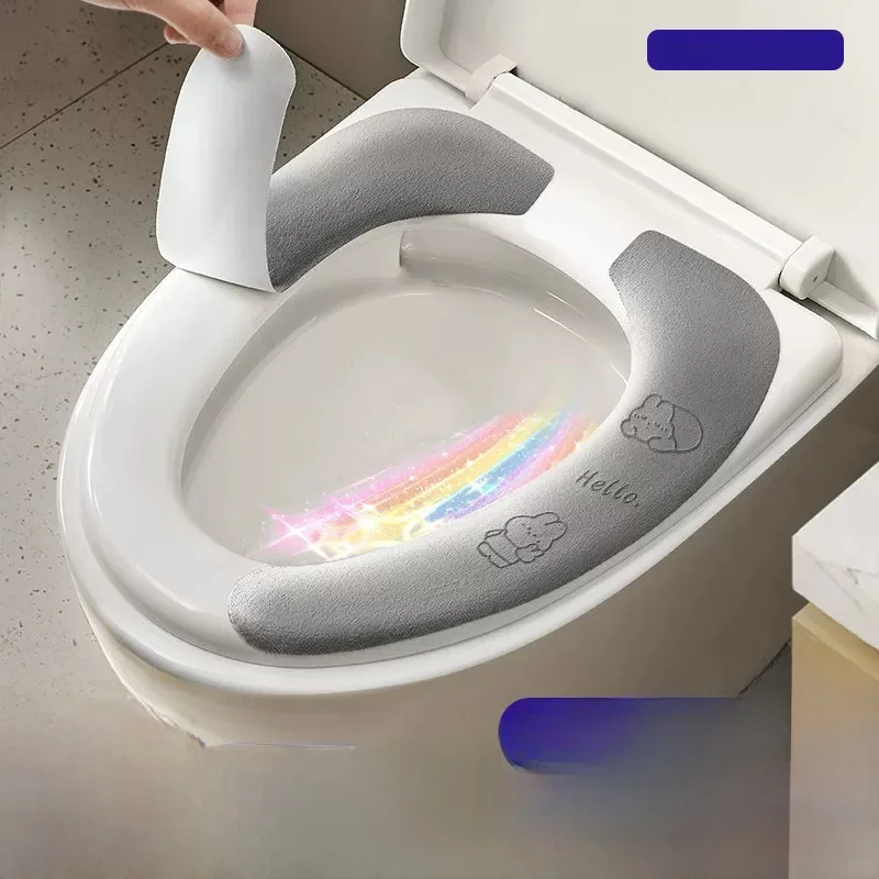 四季通用防水トイレシートクッション-北欧風-非使い捨てぬいぐるみ素材-大人用トイレシートカバー