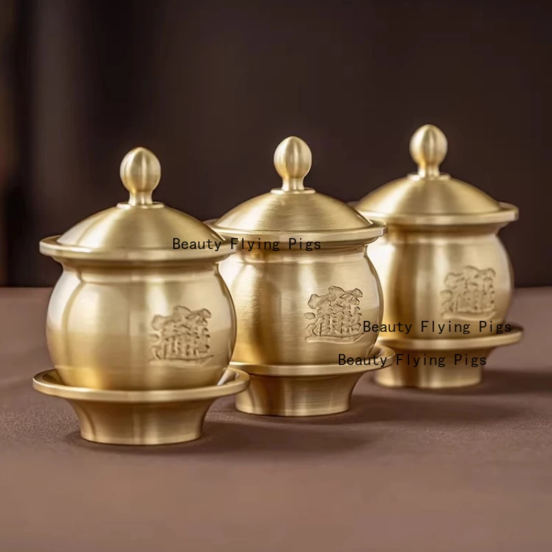 1pc Metal Wealth Supply Cup Buddha Hall Buddhist Equipment Household Sacrificial Cup Offerings Temple Feng Shui Supplies Tray