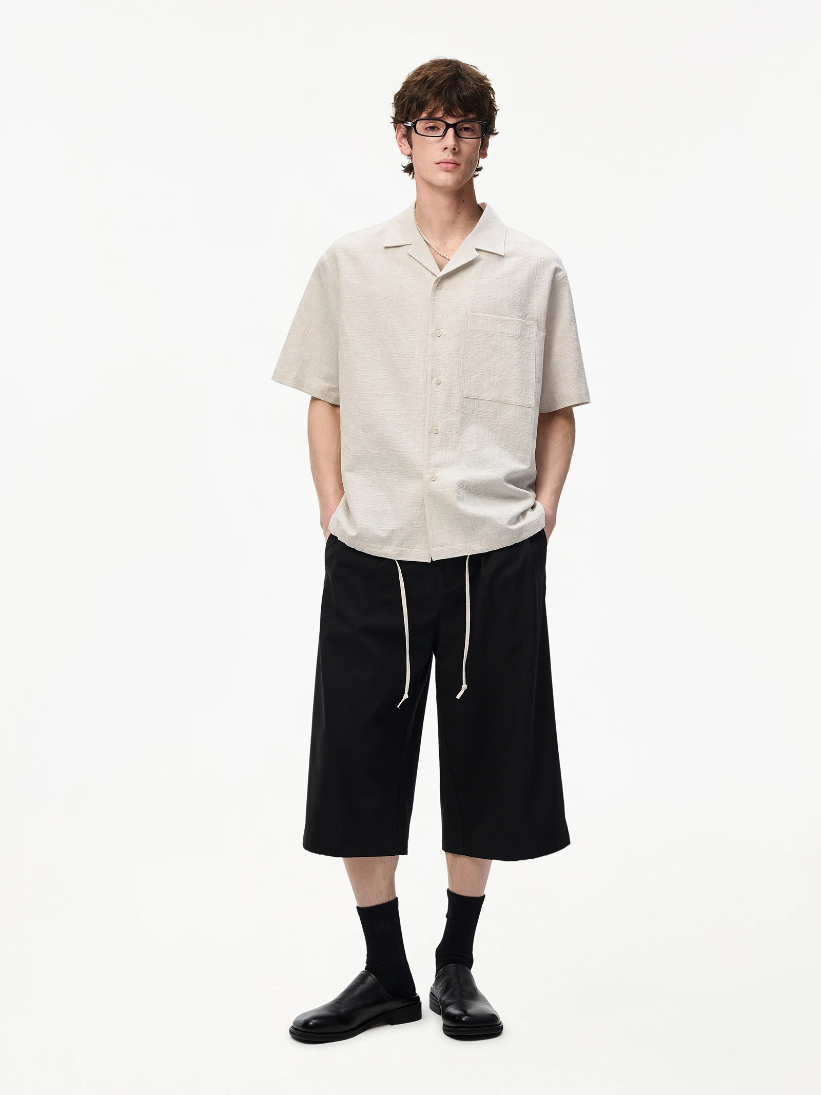 Lilbetter Linen Cotton Blend Cuban Collar Short Sleeve Shirt Casual Lightweight Breathable Fashion Urban Style Men's Shirt