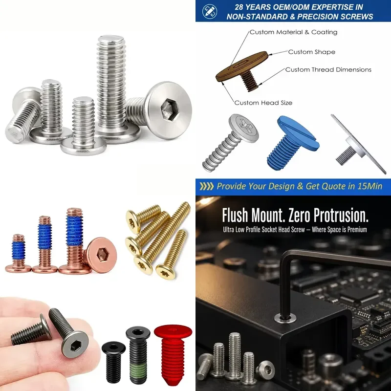for Stainless Steel Hexagon Wafer Head Ultra Low Profile Thin Flat Head Screw M2 M2.5 M3 M4 M5 M6 M8