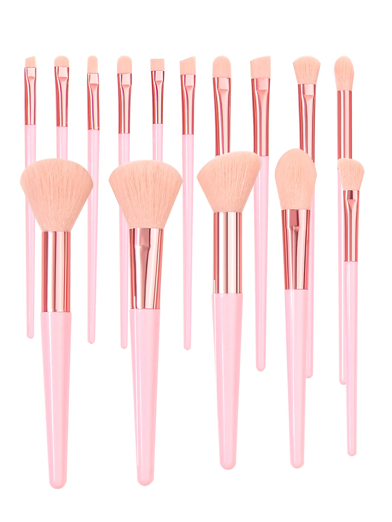 Professionelles Make-up-Pinsel-Set, 15, häufig verwendete Make-up-Pinsel, Make-up-Schwamm-Puff, Augenbrauen-Trimmer, wasserdichte Make-up-Tasche