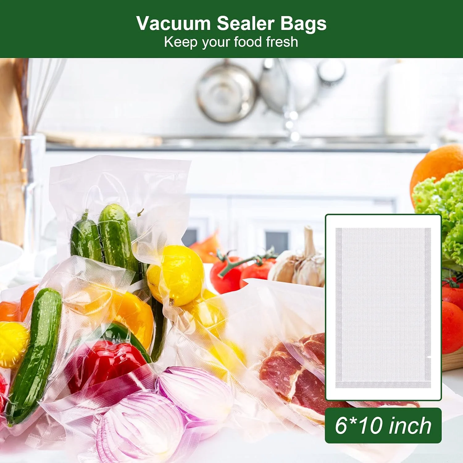 Vacuum Seal Bags For Food,Pint Freezer Bags,Pint Size Vacuum Bags,200 Pint,6