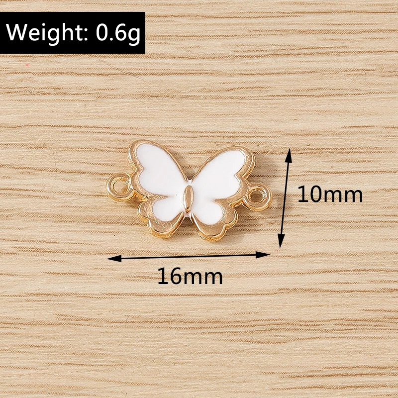 10 Stück niedliche Mini-Emaille-Fliegen-Schmetterlings-Anhänger, Verbindungsstücke für die Schmuckherstellung, DIY, handgefertigte Armbänder, Halsketten, Bastelzubehör – Detail 12