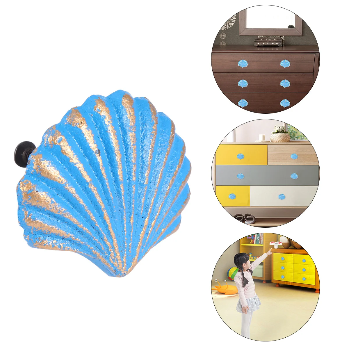 

Retro Scallop Cabinet Pull Handle Iron Drawer Knob For Home Decor Durable Furniture Hardware Single Hole Design