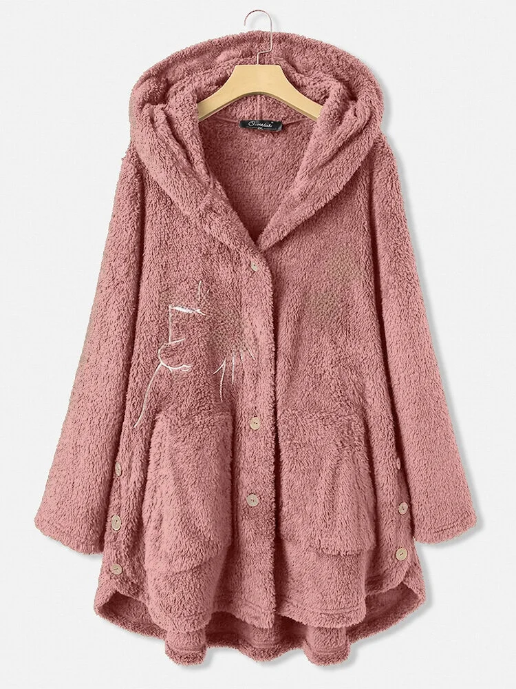 

Winter Women's Furry Hooded Jaet Button up Plu Coat Ebay Exclusive Faionable ort Outerwear Polyester Cotton Blend