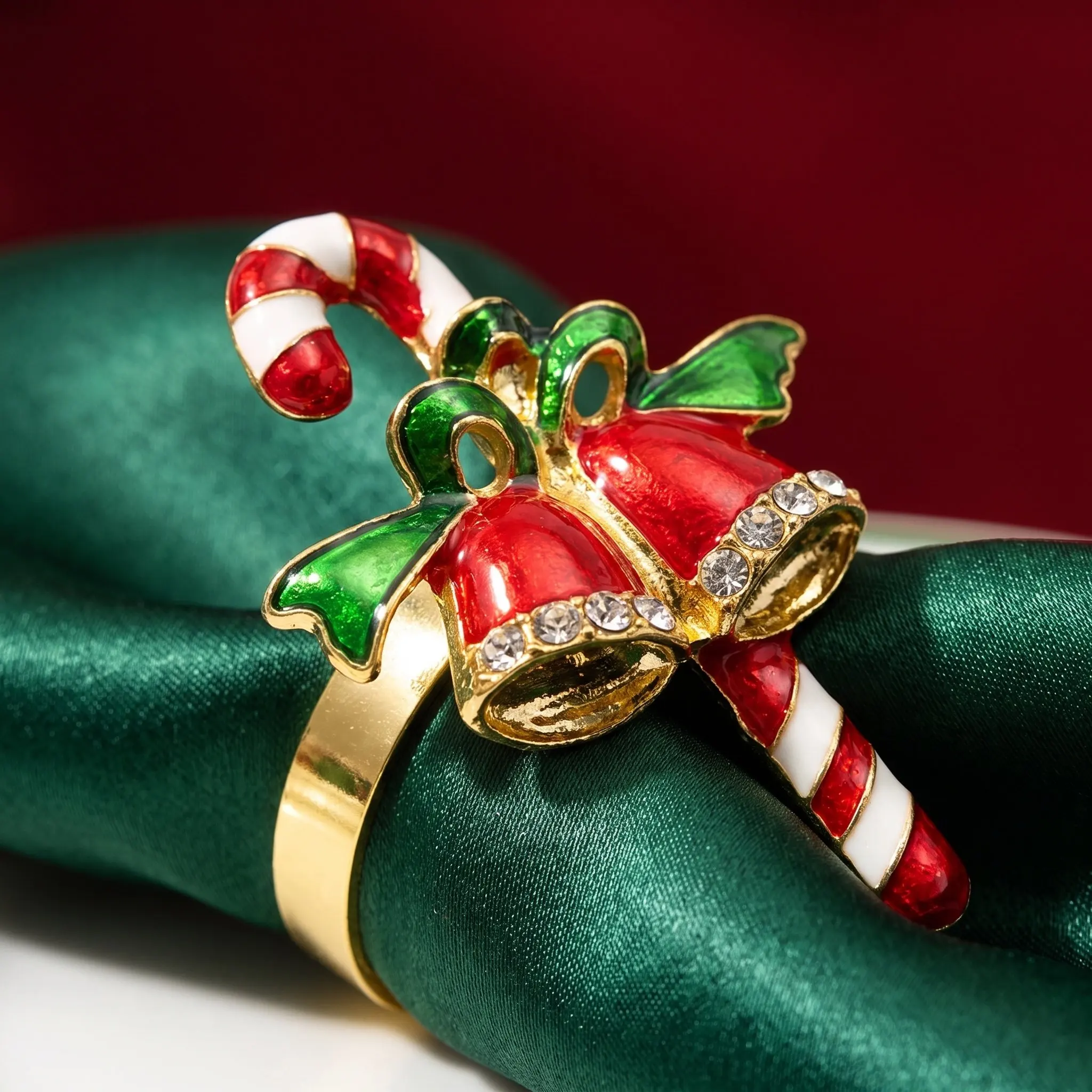 4 Pcs Banquet Candy Cane Napkin Holder Chirstmas Rings Wedding Festive Table Decor Dinner Shower Accent