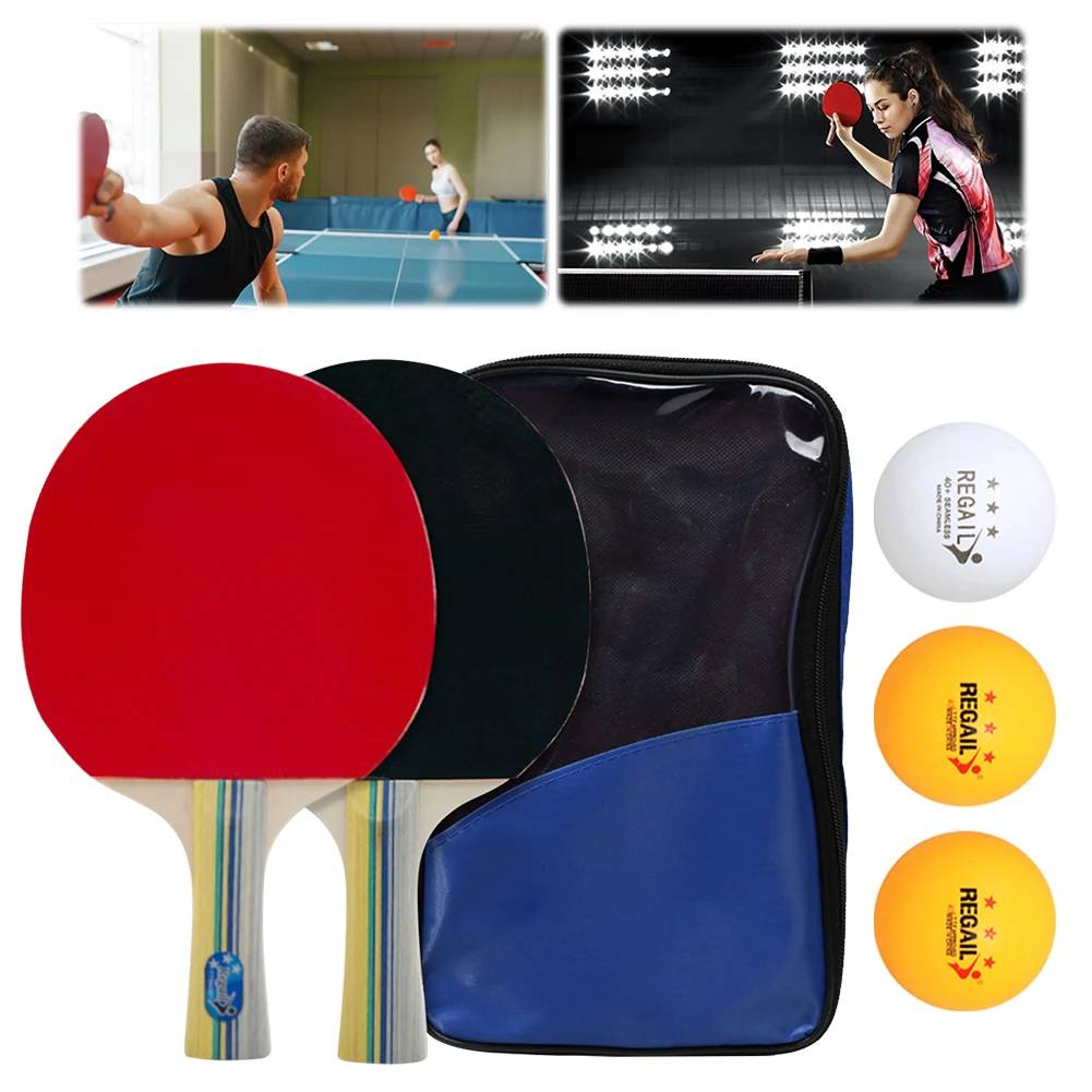 Ping Pong Paddles 2 Rackets & 3 Balls Table Tennis Racket with Storage Bag Ping Pong Paddles Set Non Slip for Advanced Training