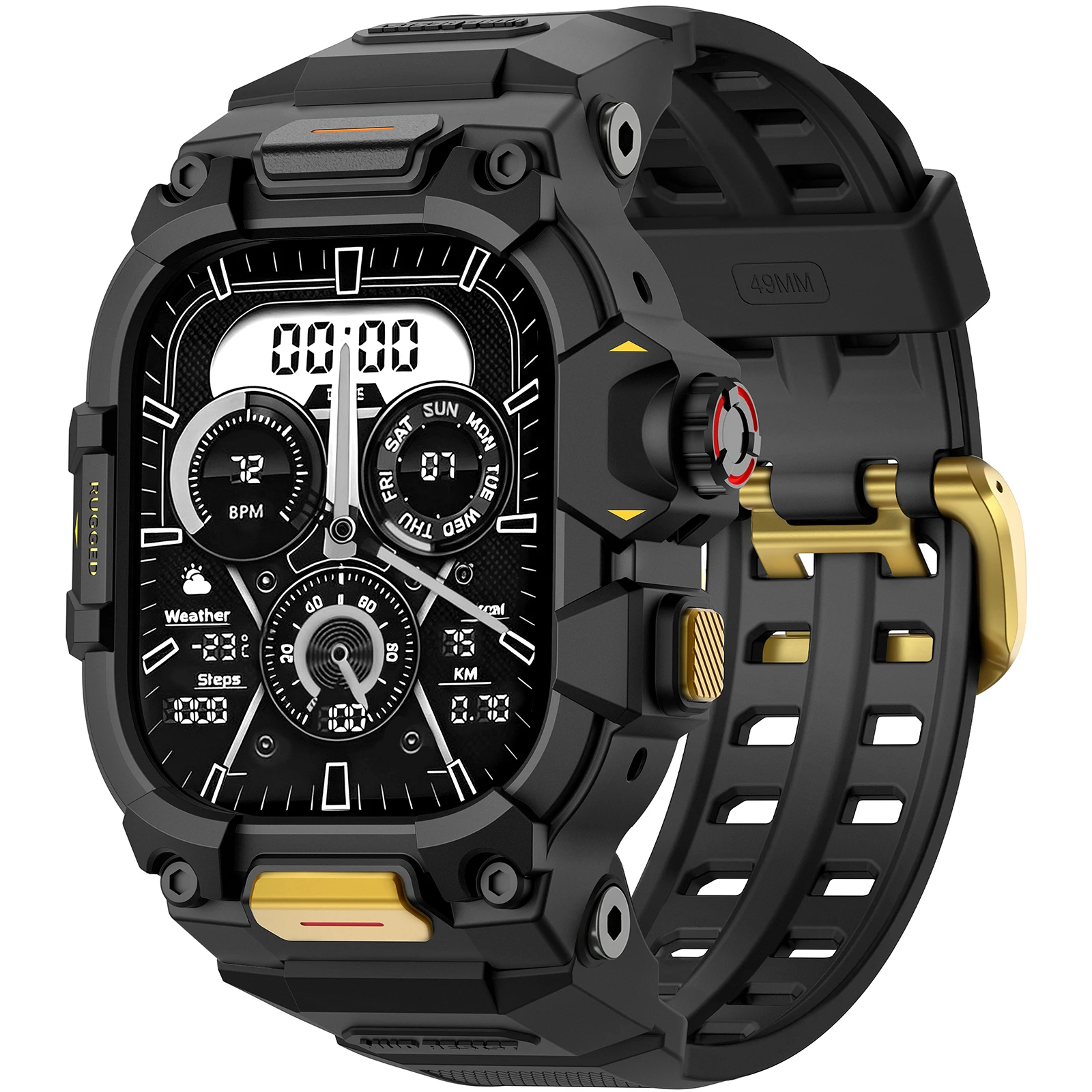 Strap Compatible with Apple Watch 11/10/9/8/7/6/5/4 and SE 49mm, 46mm, 45mm, 44mm for Men, Sport Series Sturdy Protective Case
