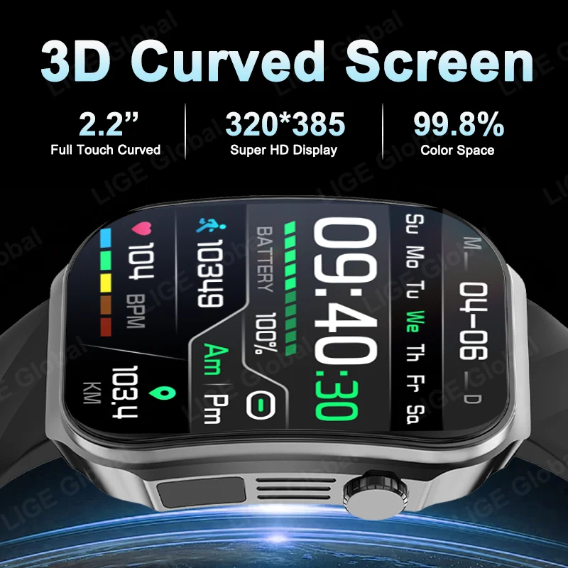 LIGE LIGE New Bluetooth Call Smart Watch For Men 2.2" HD Curved Screen Sports Watch Temp Health Monitor Smart Watch For Android iOS - Aliexpress Deal