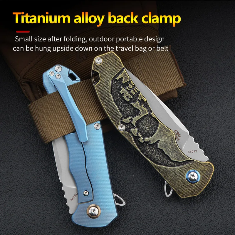 Imagem -05 - Ch-titanium Alloy Handle Folding Knife Lâmina de Alta Dureza Selva ao ar Livre Sobrevivência Militar Tática Edc Camping Ch3504 M390