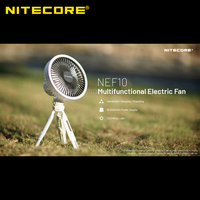 3-in-1 USB-C Rechargeable NITECORE NEF10 Camping Electric Fan & 10000mAh Power Bank & LED Ring Light with Adjustable Tripod