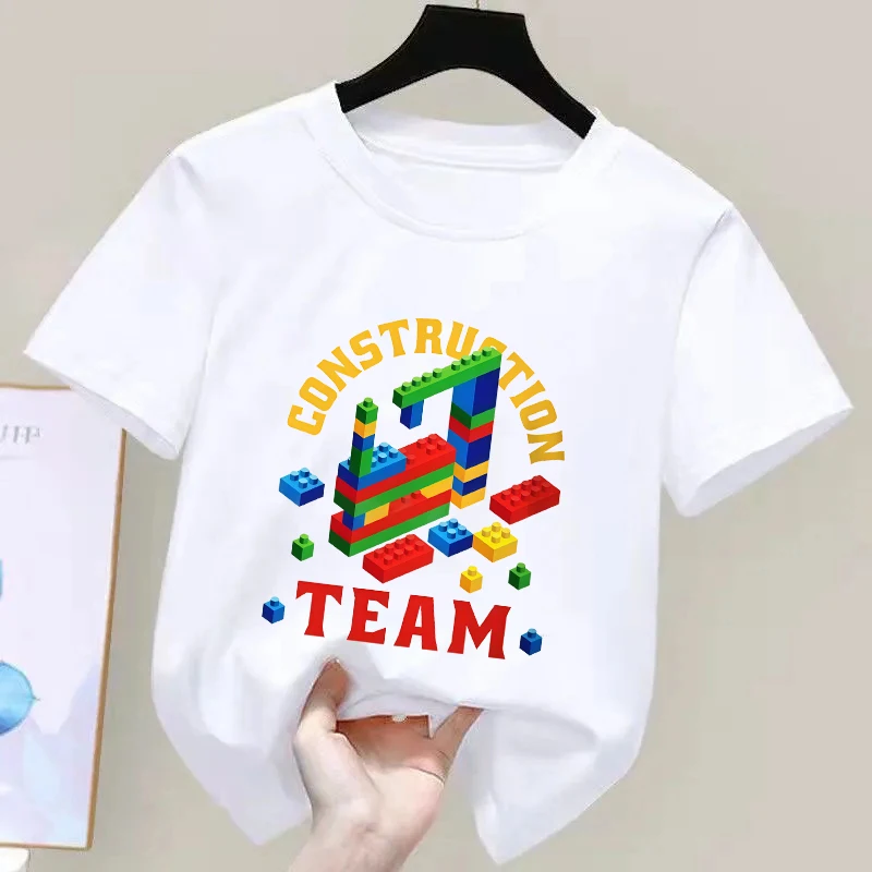 Building Blocks T Shirt Cotton Kids DIY Print Blocks Building Building Blocks Bricks Toys Kids Toy Legos Build