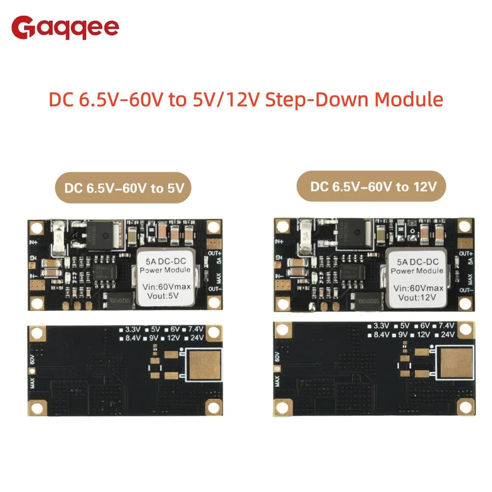 DC-DC Step-Down Power Supply Module: DC 6.5V–60V to 5V/12V High-Power Step-Down Module with 5A Output Current