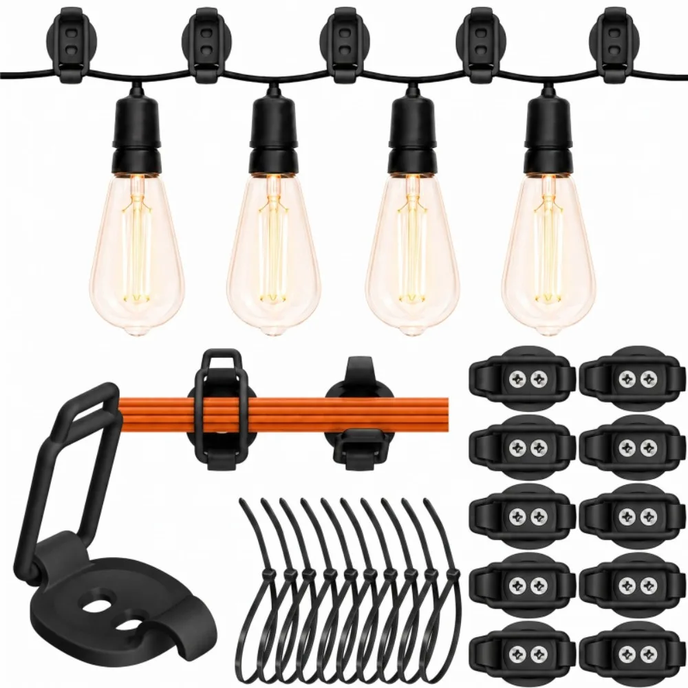 1 Set Self-Adhesive Outdoor Light Hanger Clip Weather Resistant Strong Adhesion Light Hanging Clip Tool-Free Installation