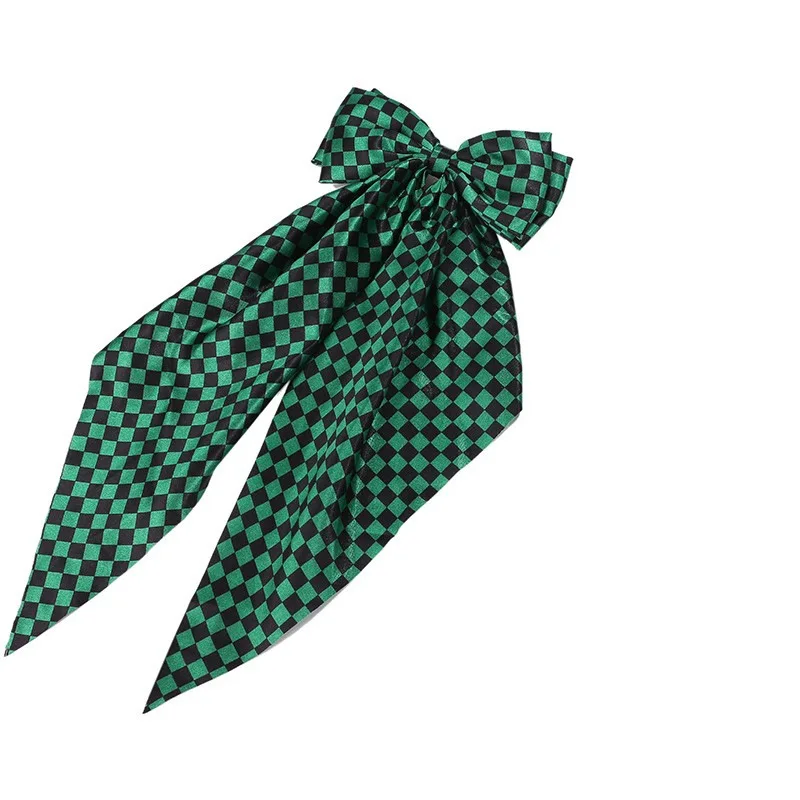 Argola de cabelo de anime demon tanjirou, tecido de anime feminino, acessórios de cabelo boutique, acessórios de cabelo amarrados com laço de fita, presente