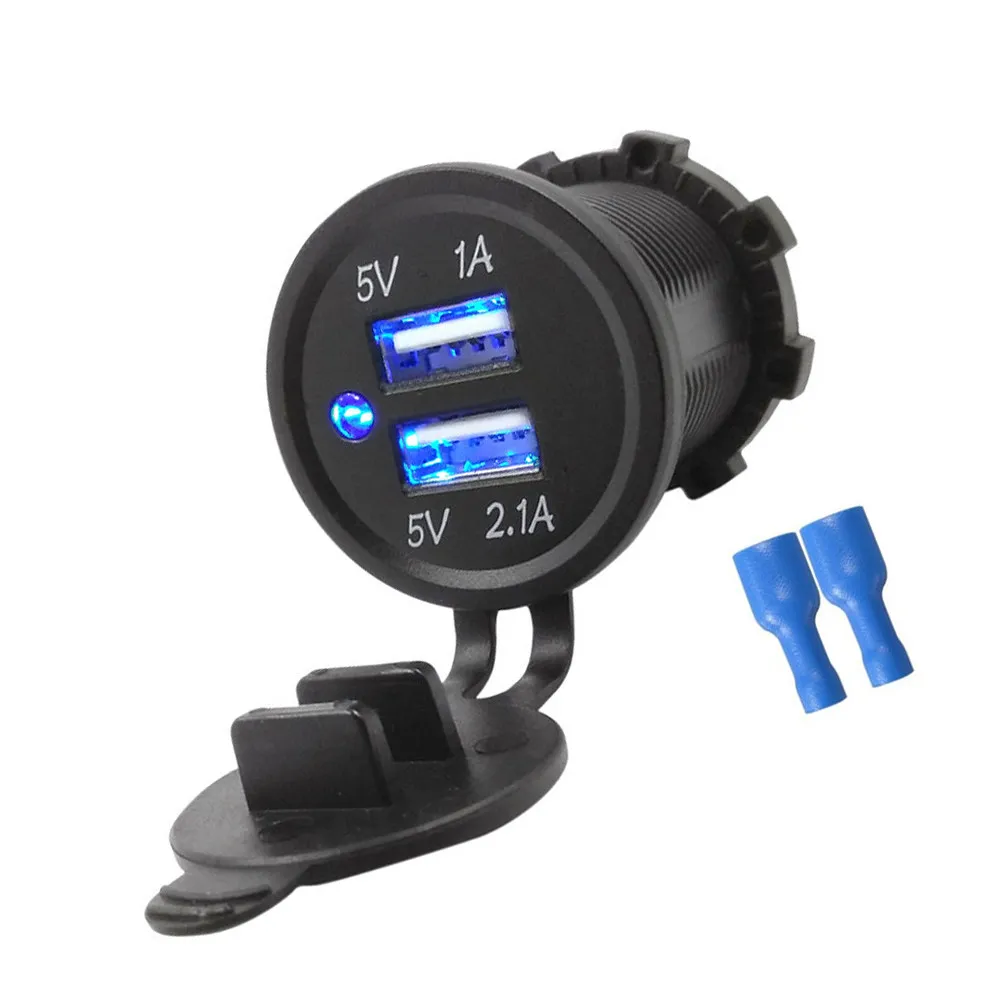 

1Pcs Reliable Dual USB Car for Motorcycle Scooter Car Boat Rv Refitted Vehicle Fast Charging Overcurrent Overheating