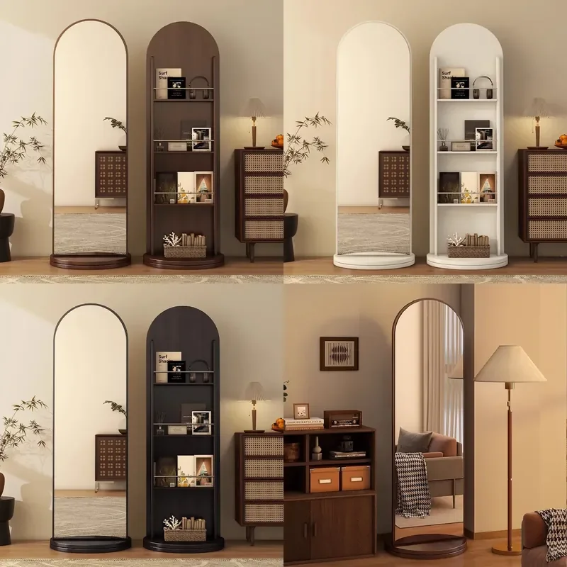 For Full Length Mirror Medium Antique Storage Magazine Rack Floor to Ceiling Newspaper Display Rotating Mirror Home Decor