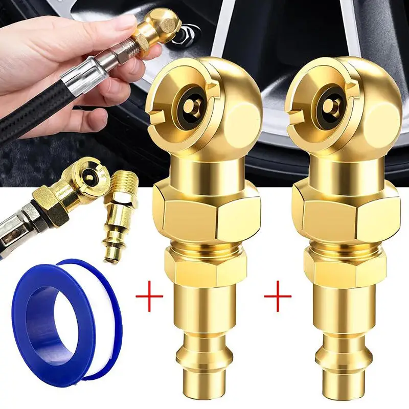 

2pcs Inflator Air Chuck Set Brass 1/4NPT Air Compressor Tire Inflator Attachment Inflator For Car Truck Quick Gas Pipe Bicycle