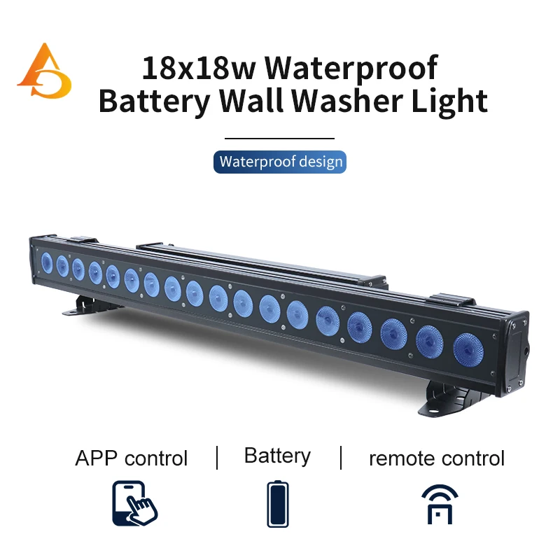 18x18w RGBWAUV 6in1 Batterij Muurwasbalk Licht Waterdicht Buiten Professionele Podiumverlichting voor Bar Bruiloft Muziekfestival