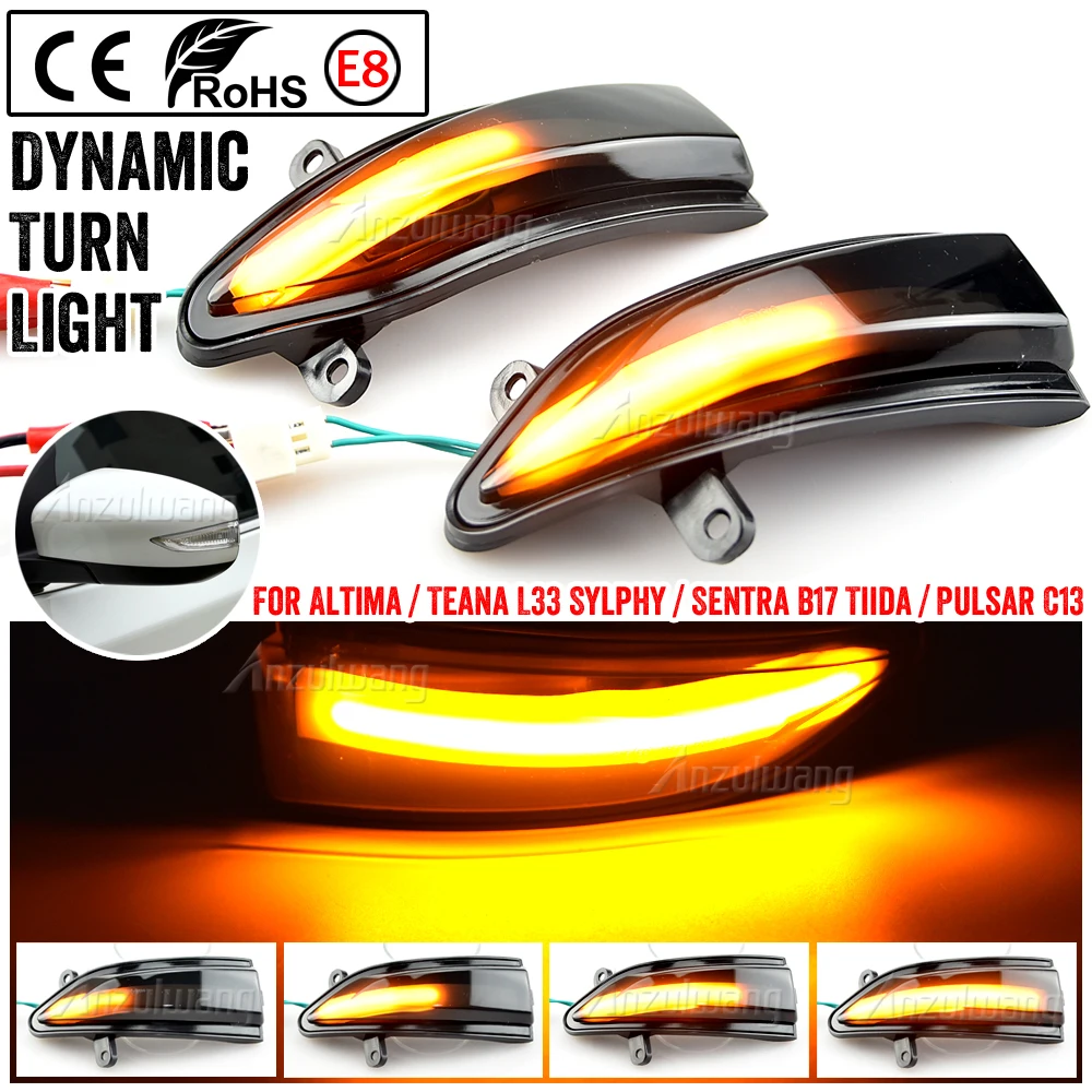 

2pcs Dynamic blinker For Nissan Tiida Pulsar C13 Altima Teana L33 2013-2018 Sylphy Sentra B17 LED Turn Signal Light Mirror arrow