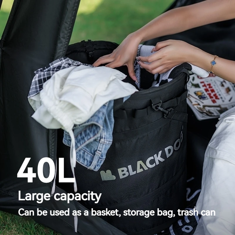 Naturehike BLACKDOG Camping Storage Bucket Foldable Dirty Clothes Basket Portable 40L Large Capacity Outdoor Travel Bag 900D