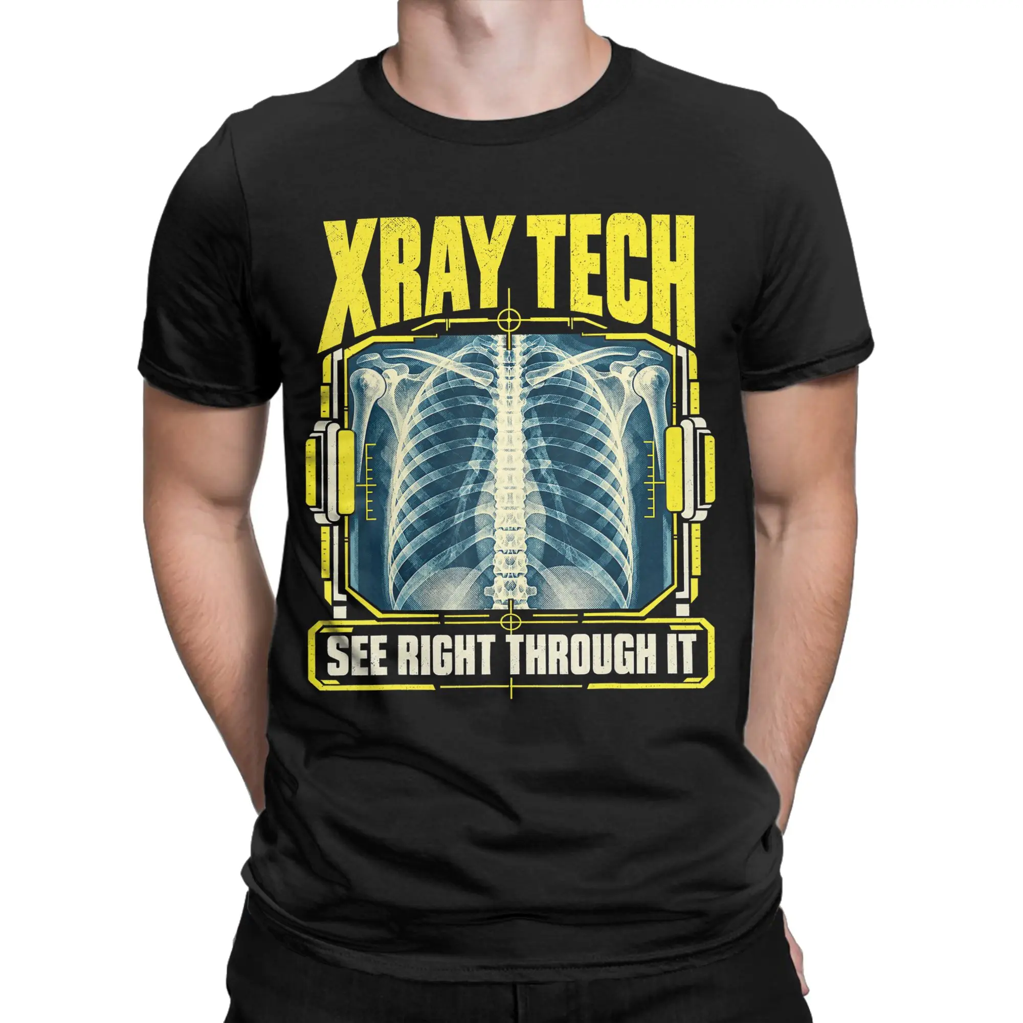 Humorous X-Ray Tech See Right Through It Radiologic T-Shirts Men O Neck Cotton T Shirt Technologist Short Sleeve Tees Clothes