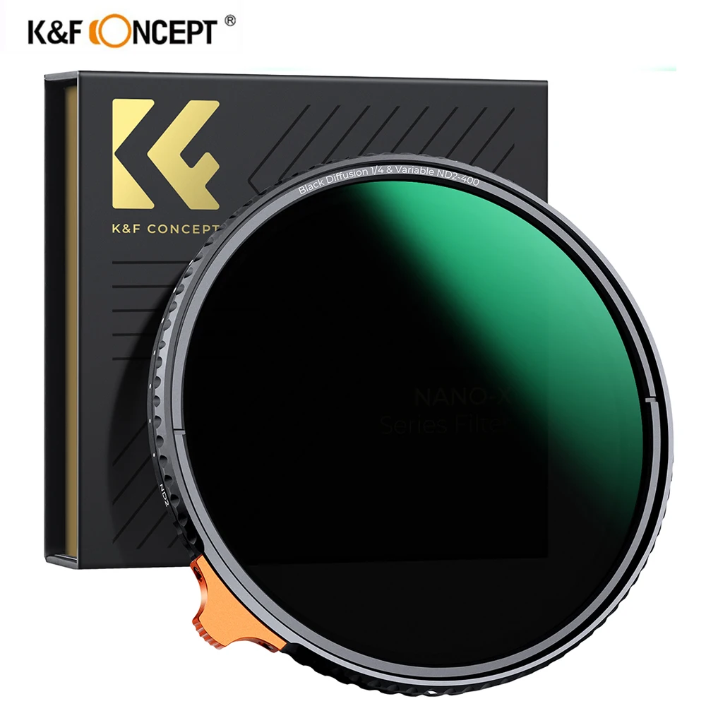 K&F Concept Variable ND2-400&1/4 Black Mist Diffusion 2in1 Camera Lens Filter Video  49mm 52mm 58mm 67mm 72mm 77mm 82mm