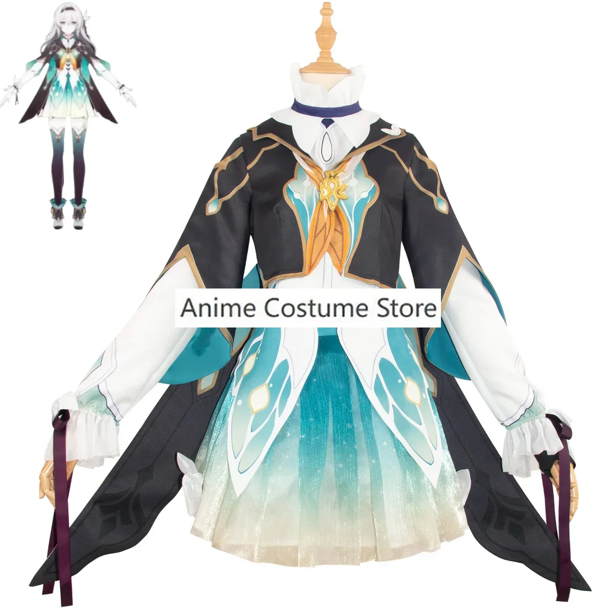 Anime Honkai: Star Rail Firefly Cosplay Costume Fleur-de-lys Family Game Printing Coat Dress Uniform Wig Woman Halloween Suit