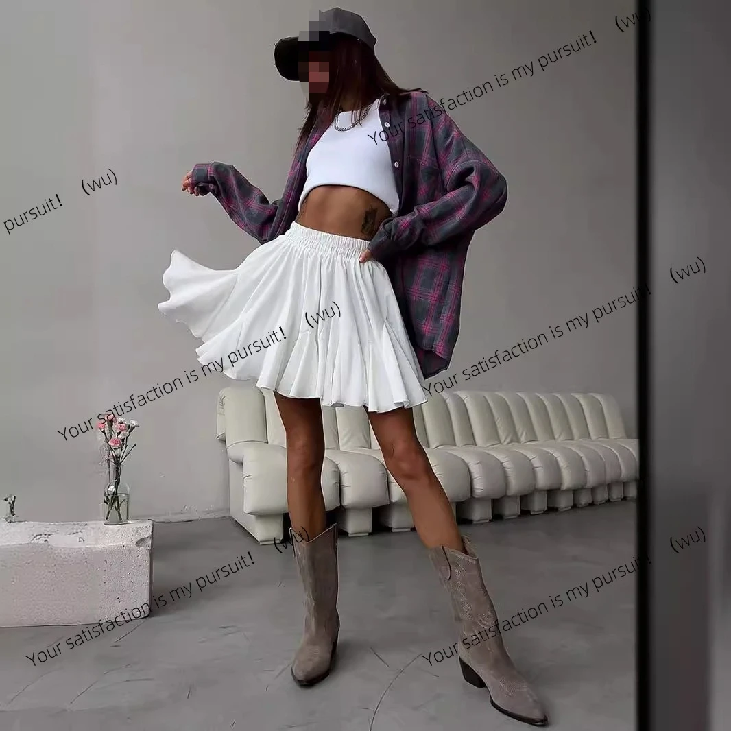 

ZOCI-splicing fungus edge skirt, Y2K street trend splicing mini pleated skirt