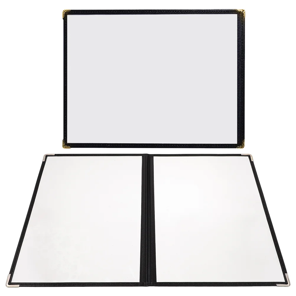 2 Pcs Menu Shelf Recipe Folder Black Binders Receipes 32X235X07CM Pvc Restaurant Supplies Kitchen