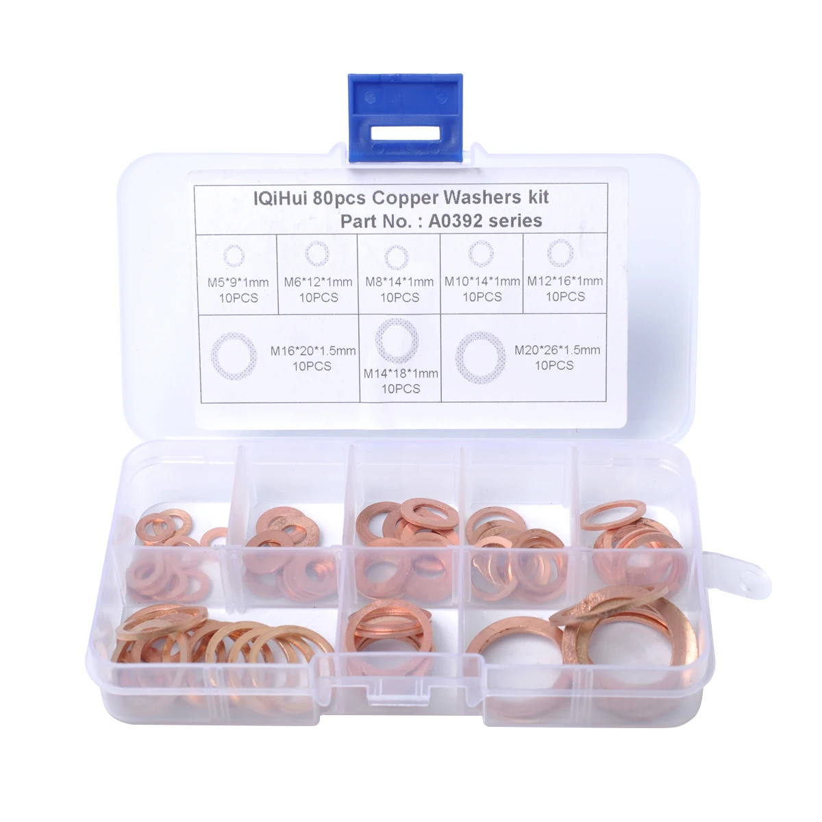 

80Pcs Copper Copper Washers Set Flat Sealing Gaskets Assortment High Quality Conductivity Case