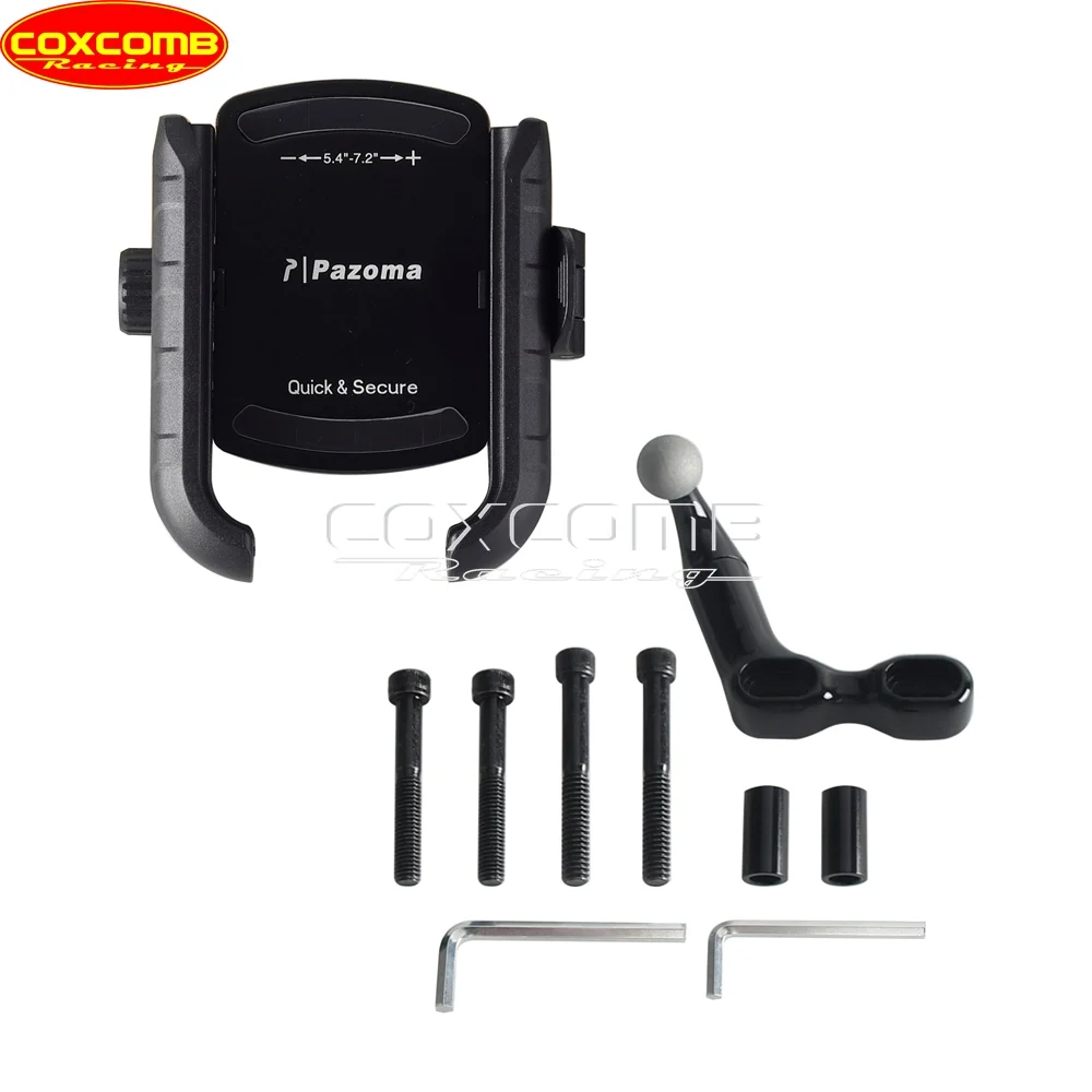 Pazoma Handlebar Perch Phone Holder Quick‑Lock Anti‑Slip 360 Rotation Bracket For Harley 1996‑Up Sportster S Pan America Yamaha