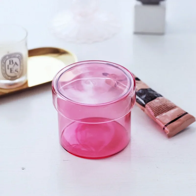 Mini Glass Container Small Tank Tea Storage Box Retro Colored Glass Box Glass Decoration Storage Containers Desktop Orangizer