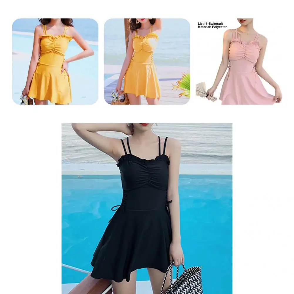 

Summer Trendy Sweet Bandage Dress Swimwear One-piece Student Swimwear Padded for Spa